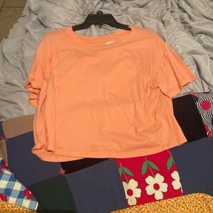 cropped old navy shirt and plain oversized t shirt